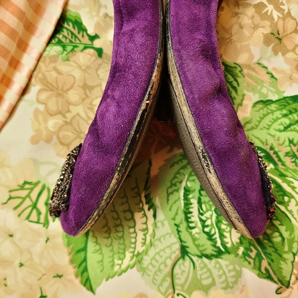 ELIE TAHARI π Lucille Ballet Flats in Grape Jelly purple suede LEATHER - Picture 13 of 16